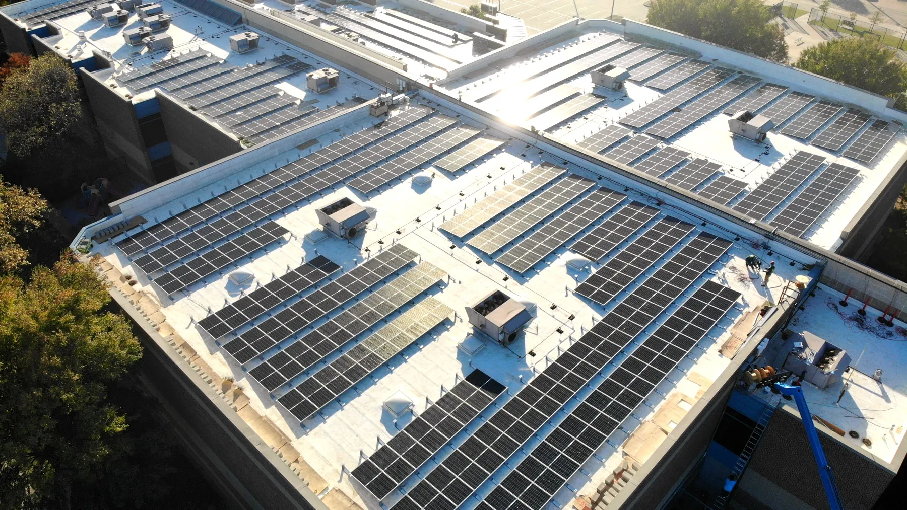 Commercial rooftop solar installation by Good Faith Roofing
