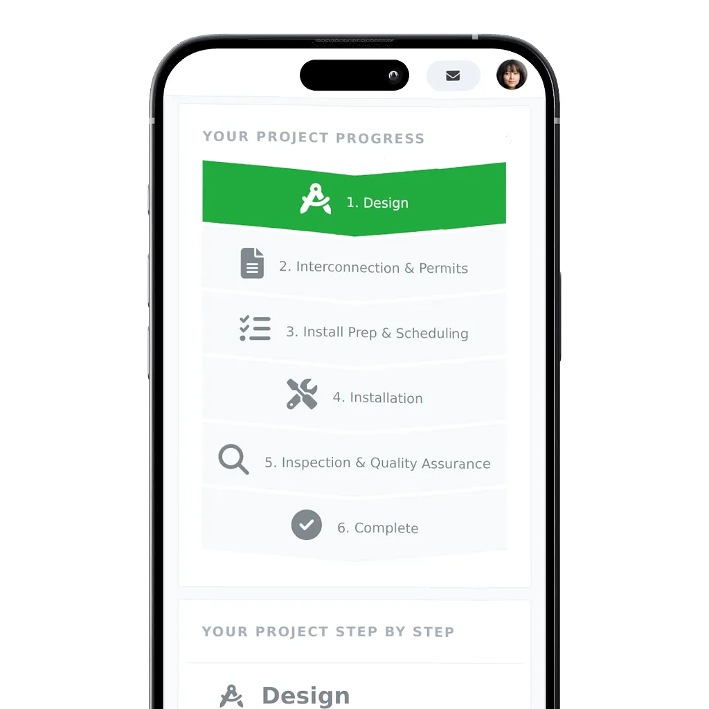Good Faith Energy app showing solar project installation milestones in real time